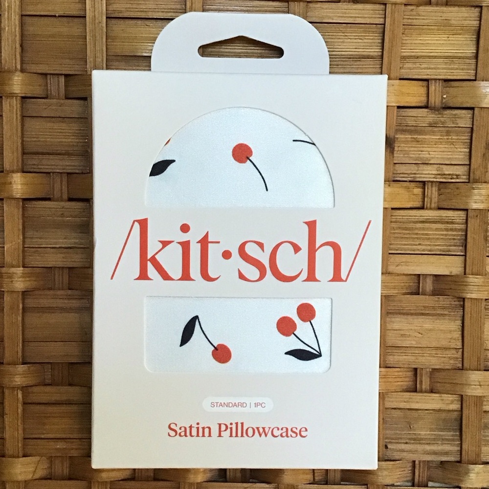 Kitsch Red Cherry White Satin Standard Pillowcase Pillowcase NWT
